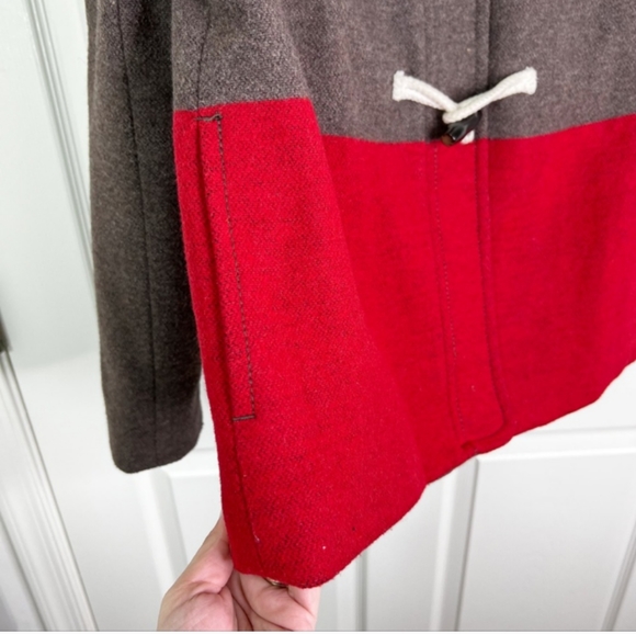 Old Navy Wool Blend Colorblock PeaCoat in Brown & Red Women's Size Medium - Picture 8 of 12